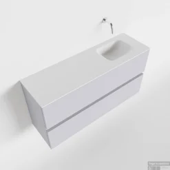 MONDIAZ ADA 100cm Toiletmeubel Cale. LEX Wastafel Talc Rechts Zonder Kraangat