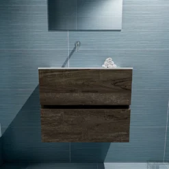 MONDIAZ ADA 60cm Toiletmeubel Dark Brown. LEX Wastafel Talc Links Zonder Kraangat -Zalig Baden Verkoopwinkel badkamermeubel ada dark brown model lex talc front 00010