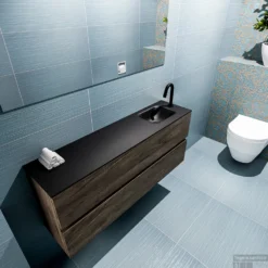 MONDIAZ ADA 120cm Toiletmeubel Dark Brown. LEX Wastafel Urban Rechts 1 Kraangat -Zalig Baden Verkoopwinkel badkamermeubel ada dark brown model lex urban top 00029