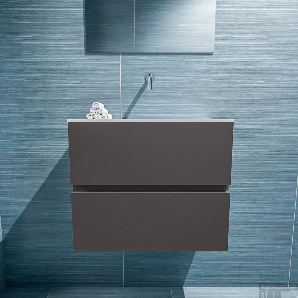 MONDIAZ ADA 60cm Toiletmeubel Dark Grey. LEX Wastafel Talc Midden Zonder Kraangat 4 MONDIAZ ADA 60cm Toiletmeubel Dark Grey. LEX Wastafel Talc Midden Zonder Kraangat - Afbeelding 4