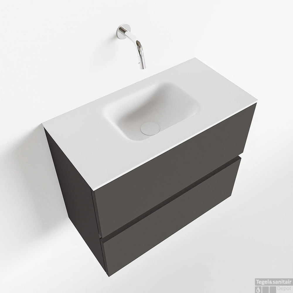 MONDIAZ ADA 60cm Toiletmeubel Dark Grey. LEX Wastafel Talc Midden Zonder Kraangat 1 MONDIAZ ADA 60cm Toiletmeubel Dark Grey. LEX Wastafel Talc Midden Zonder Kraangat