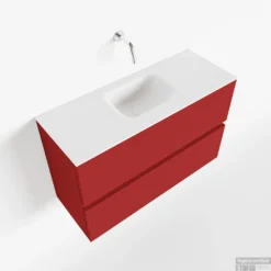 MONDIAZ ADA 80cm Toiletmeubel Fire. LEX Wastafel Talc Midden Zonder Kraangat