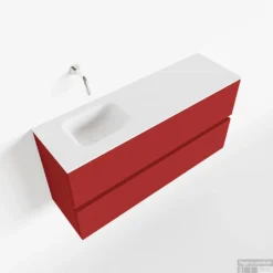 MONDIAZ ADA 100cm Toiletmeubel Fire. LEX Wastafel Talc Links Zonder Kraangat