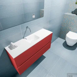 MONDIAZ ADA 100cm Toiletmeubel Fire. LEX Wastafel Talc Midden Zonder Kraangat -Zalig Baden Verkoopwinkel badkamermeubel ada fire model lex talc top 0020