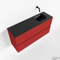 MONDIAZ ADA 100cm Toiletmeubel Fire. LEX Wastafel Urban Rechts Zonder Kraangat