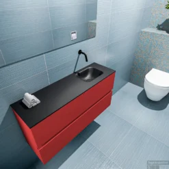MONDIAZ ADA 100cm Toiletmeubel Fire. LEX Wastafel Urban Rechts Zonder Kraangat -Zalig Baden Verkoopwinkel badkamermeubel ada fire model lex urban top 0024