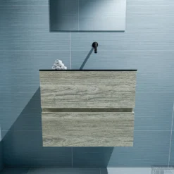 MONDIAZ ADA 60cm Toiletmeubel Light Brown Grey. LEX Wastafel Urban Rechts Zonder Kraangat -Zalig Baden Verkoopwinkel badkamermeubel ada light brown grey model lex urban front 00012