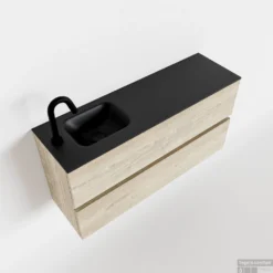 MONDIAZ ADA 100cm Toiletmeubel Light Brown Grey. LEX Wastafel Urban Links 1 Kraangat