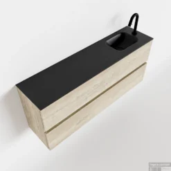 MONDIAZ ADA 120cm Toiletmeubel Light Brown Grey. LEX Wastafel Urban Rechts 1 Kraangat