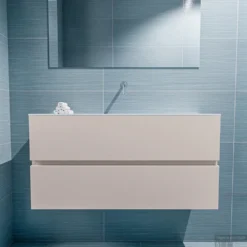 MONDIAZ ADA 100cm Toiletmeubel Linen. LEX Wastafel Talc Midden Zonder Kraangat -Zalig Baden Verkoopwinkel badkamermeubel ada linen model lex talc front 0020