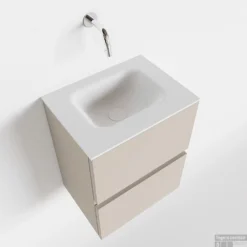 MONDIAZ ADA 40cm Toiletmeubel Linen. LEX Wastafel Talc Midden Zonder Kraangat