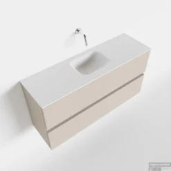 MONDIAZ ADA 100cm Toiletmeubel Linen. LEX Wastafel Talc Midden Zonder Kraangat