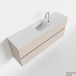 MONDIAZ ADA 120cm Toiletmeubel Linen. LEX Wastafel Talc Midden 1 Kraangat