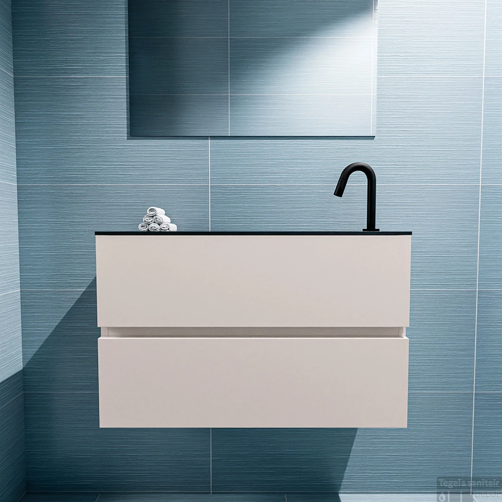 MONDIAZ ADA 80cm Toiletmeubel Linen. LEX Wastafel Urban Rechts 1 Kraangat 4 MONDIAZ ADA 80cm Toiletmeubel Linen. LEX Wastafel Urban Rechts 1 Kraangat - Afbeelding 4