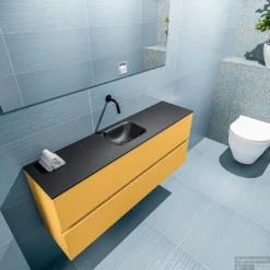 MONDIAZ ADA 120cm Toiletmeubel Ocher. LEX Wastafel Urban Midden Zonder Kraangat -Zalig Baden Verkoopwinkel badkamermeubel ada ocher model lex urban top 0026