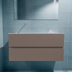 MONDIAZ ADA 100cm Toiletmeubel Smoke. LEX Wastafel Talc Links Zonder Kraangat -Zalig Baden Verkoopwinkel badkamermeubel ada smoke model lex talc front 0022