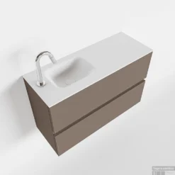 MONDIAZ ADA 80cm Toiletmeubel Smoke. LEX Wastafel Talc Links 1 Kraangat