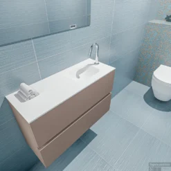 MONDIAZ ADA 80cm Toiletmeubel Smoke. LEX Wastafel Talc Rechts 1 Kraangat -Zalig Baden Verkoopwinkel badkamermeubel ada smoke model lex talc top 0017