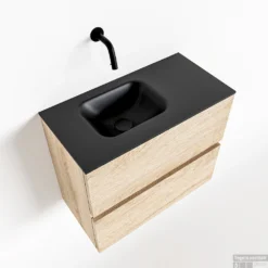 MONDIAZ ADA 60cm Toiletmeubel Washed Oak. LEX Wastafel Urban Links Zonder Kraangat