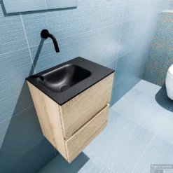 MONDIAZ ADA 40cm Toiletmeubel Washed Oak. LEX Wastafel Urban Links Zonder Kraangat -Zalig Baden Verkoopwinkel badkamermeubel ada washed oak model lex urban top 00006