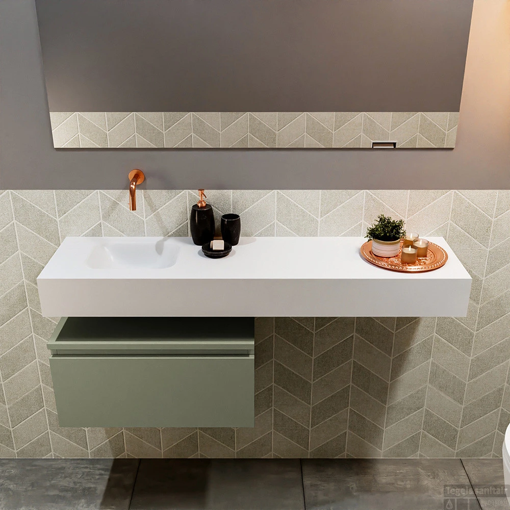 MONDIAZ ANDOR 60cm Toiletmeubel Army. LEX 120cm Wastafel Talc Links Geen Kraangat 4 MONDIAZ ANDOR 60cm Toiletmeubel Army. LEX 120cm Wastafel Talc Links Geen Kraangat - Afbeelding 4