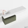 MONDIAZ ANDOR 60cm Toiletmeubel Army. LEX 120cm Wastafel Talc Links 1 Kraangat