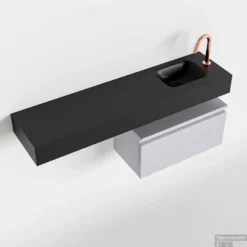 MONDIAZ ANDOR 60cm Toiletmeubel Cale. LEX 120cm Wastafel Urban Rechts 1 Kraangat