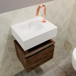 MONDIAZ ANDOR 40cm Toiletmeubel Dark Brown. LEX 40cm Wastafel Talc Links 1 Kraangat 7 MONDIAZ ANDOR 40cm Toiletmeubel Dark Brown. LEX 40cm Wastafel Talc Links 1 Kraangat -Zalig Baden Verkoopwinkel badkamermeubel andor dark brown model lex vrijhangend talc sidetop 00005