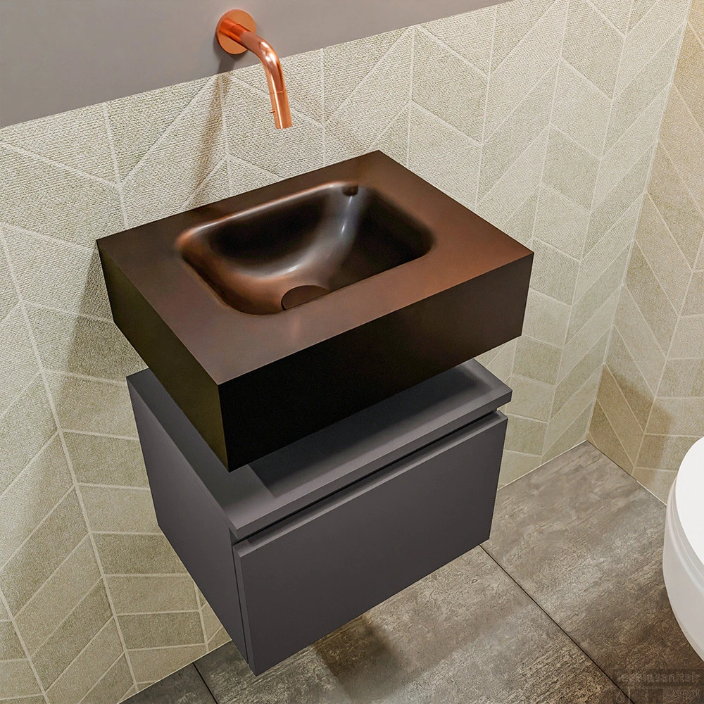 MONDIAZ ANDOR 40cm Toiletmeubel Dark Grey. LEX 40cm Wastafel Urban Midden Geen Kraangat - Afbeelding 3