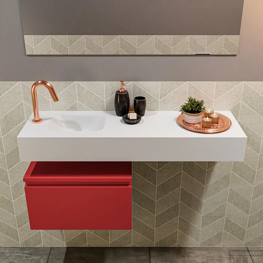 MONDIAZ ANDOR 50cm Toiletmeubel Fire. LEX 100cm Wastafel Talc Links 1 Kraangat 4 MONDIAZ ANDOR 50cm Toiletmeubel Fire. LEX 100cm Wastafel Talc Links 1 Kraangat - Afbeelding 4