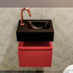 MONDIAZ ANDOR 40cm Toiletmeubel Fire. LEX 40cm Wastafel Urban Rechts 1 Kraangat -Zalig Baden Verkoopwinkel badkamermeubel andor fire model lex vrijhangend urban front 0003