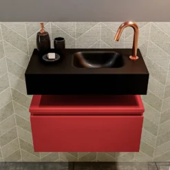 MONDIAZ ANDOR 60cm Toiletmeubel Fire. LEX 60cm Wastafel Urban Rechts 1 Kraangat -Zalig Baden Verkoopwinkel badkamermeubel andor fire model lex vrijhangend urban front 0011