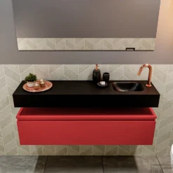 MONDIAZ ANDOR 120cm Toiletmeubel Fire. LEX 120cm Wastafel Urban Rechts 1 Kraangat -Zalig Baden Verkoopwinkel badkamermeubel andor fire model lex vrijhangend urban front 0039