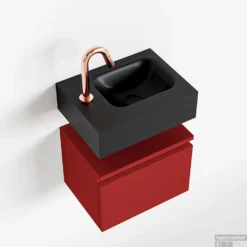 MONDIAZ ANDOR 40cm Toiletmeubel Fire. LEX 40cm Wastafel Urban Rechts 1 Kraangat