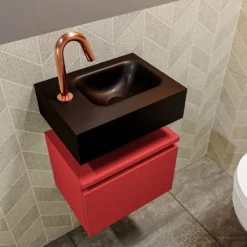 MONDIAZ ANDOR 40cm Toiletmeubel Fire. LEX 40cm Wastafel Urban Rechts 1 Kraangat -Zalig Baden Verkoopwinkel badkamermeubel andor fire model lex vrijhangend urban sidetop 0003
