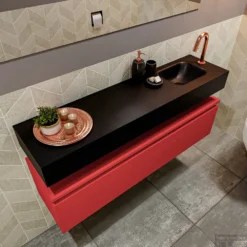 MONDIAZ ANDOR 120cm Toiletmeubel Fire. LEX 120cm Wastafel Urban Rechts 1 Kraangat -Zalig Baden Verkoopwinkel badkamermeubel andor fire model lex vrijhangend urban sidetop 0039