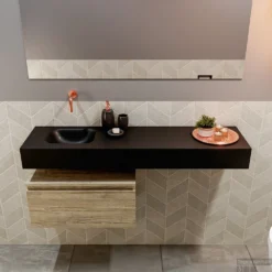 MONDIAZ ANDOR 60cm Toiletmeubel Light Brown Grey. LEX 120cm Wastafel Urban Links Geen Kraangat -Zalig Baden Verkoopwinkel badkamermeubel andor light brown grey model lex vrijhangend urban front 00038