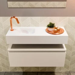 MONDIAZ ANDOR 80cm Toiletmeubel Linen. LEX 80cm Wastafel Talc Links 1 Kraangat 8 MONDIAZ ANDOR 80cm Toiletmeubel Linen. LEX 80cm Wastafel Talc Links 1 Kraangat -Zalig Baden Verkoopwinkel badkamermeubel andor linen model lex vrijhangend talc front 0015