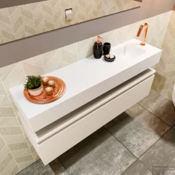 MONDIAZ ANDOR 120cm Toiletmeubel Linen. LEX 120cm Wastafel Talc Rechts 1 Kraangat -Zalig Baden Verkoopwinkel badkamermeubel andor linen model lex vrijhangend talc sidetop 0039