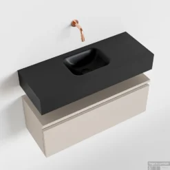 MONDIAZ ANDOR 80cm Toiletmeubel Linen. LEX 80cm Wastafel Urban Midden Geen Kraangat