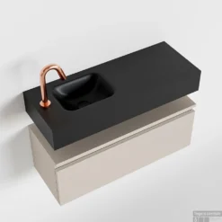 MONDIAZ ANDOR 80cm Toiletmeubel Linen. LEX 80cm Wastafel Urban Links 1 Kraangat