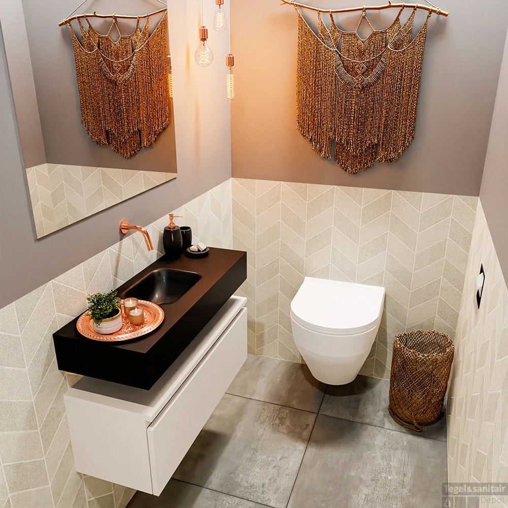 MONDIAZ ANDOR 80cm Toiletmeubel Linen. LEX 80cm Wastafel Urban Midden Geen Kraangat 2 MONDIAZ ANDOR 80cm Toiletmeubel Linen. LEX 80cm Wastafel Urban Midden Geen Kraangat - Afbeelding 2