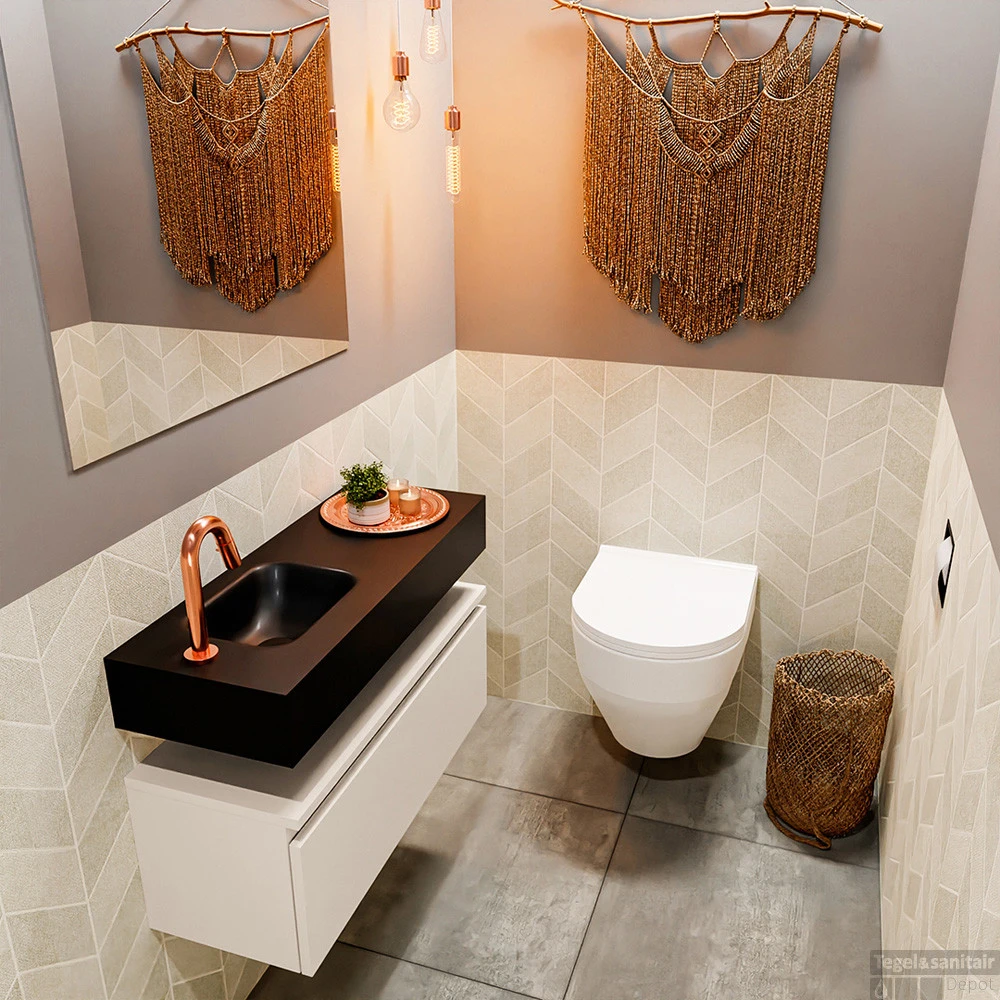 MONDIAZ ANDOR 80cm Toiletmeubel Linen. LEX 80cm Wastafel Urban Links 1 Kraangat 2 MONDIAZ ANDOR 80cm Toiletmeubel Linen. LEX 80cm Wastafel Urban Links 1 Kraangat - Afbeelding 2