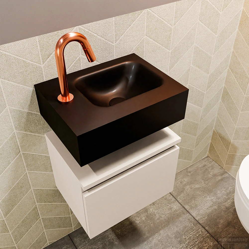 MONDIAZ ANDOR 40cm Toiletmeubel Linen. LEX 40cm Wastafel Urban Rechts 1 Kraangat 3 MONDIAZ ANDOR 40cm Toiletmeubel Linen. LEX 40cm Wastafel Urban Rechts 1 Kraangat - Afbeelding 3