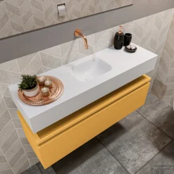 MONDIAZ ANDOR 100cm Toiletmeubel Ocher. LEX 100cm Wastafel Talc Midden Geen Kraangat 7 MONDIAZ ANDOR 100cm Toiletmeubel Ocher. LEX 100cm Wastafel Talc Midden Geen Kraangat -Zalig Baden Verkoopwinkel badkamermeubel andor ocher model lex vrijhangend talc sidetop 0024