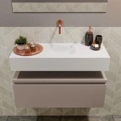 MONDIAZ ANDOR 80cm Toiletmeubel Smoke. LEX 80cm Wastafel Talc Midden Geen Kraangat -Zalig Baden Verkoopwinkel badkamermeubel andor smoke model lex vrijhangend talc front 0014