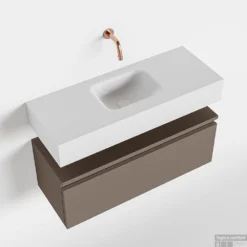 MONDIAZ ANDOR 80cm Toiletmeubel Smoke. LEX 80cm Wastafel Talc Midden Geen Kraangat