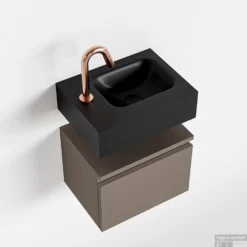 MONDIAZ ANDOR 40cm Toiletmeubel Smoke. LEX 40cm Wastafel Urban Rechts 1 Kraangat