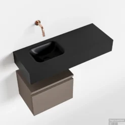 MONDIAZ ANDOR 40cm Toiletmeubel Smoke. LEX 80cm Wastafel Urban Links Geen Kraangat