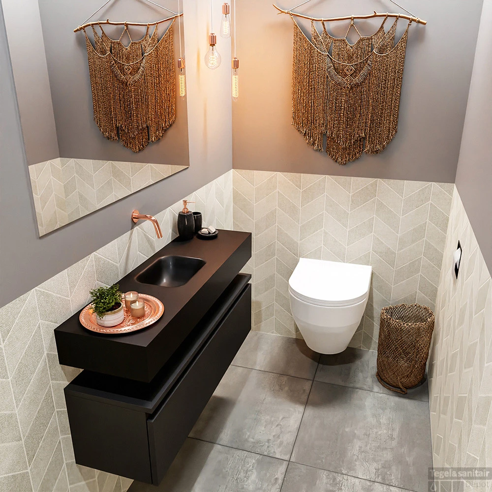 MONDIAZ ANDOR 100cm Toiletmeubel Urban. LEX 100cm Wastafel Urban Midden Geen Kraangat 2 MONDIAZ ANDOR 100cm Toiletmeubel Urban. LEX 100cm Wastafel Urban Midden Geen Kraangat - Afbeelding 2